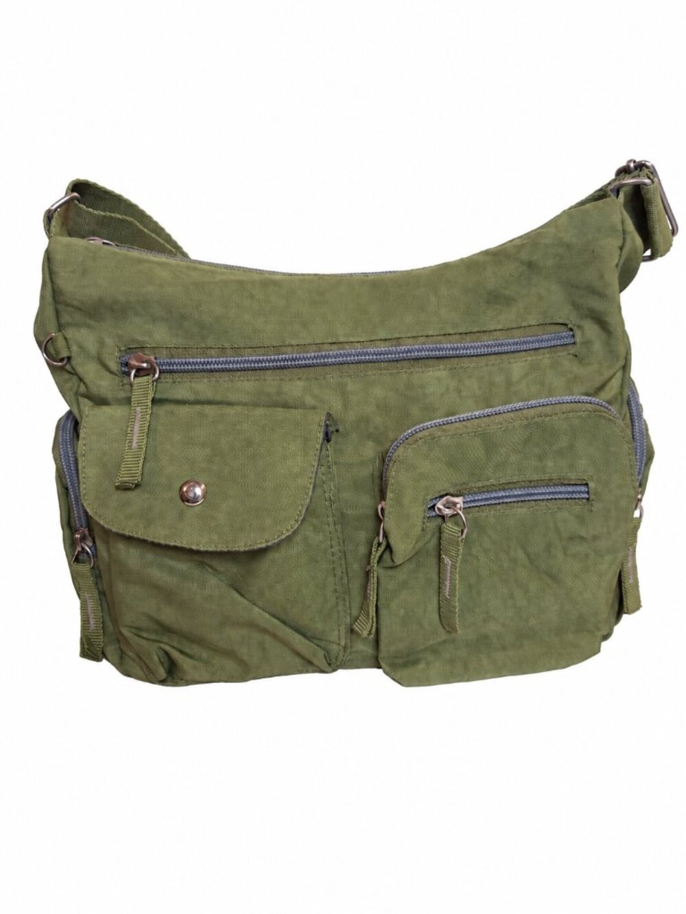 Smooth Trip Olive Green Acid Wash Multi Pocket Travel Crossbody Bag